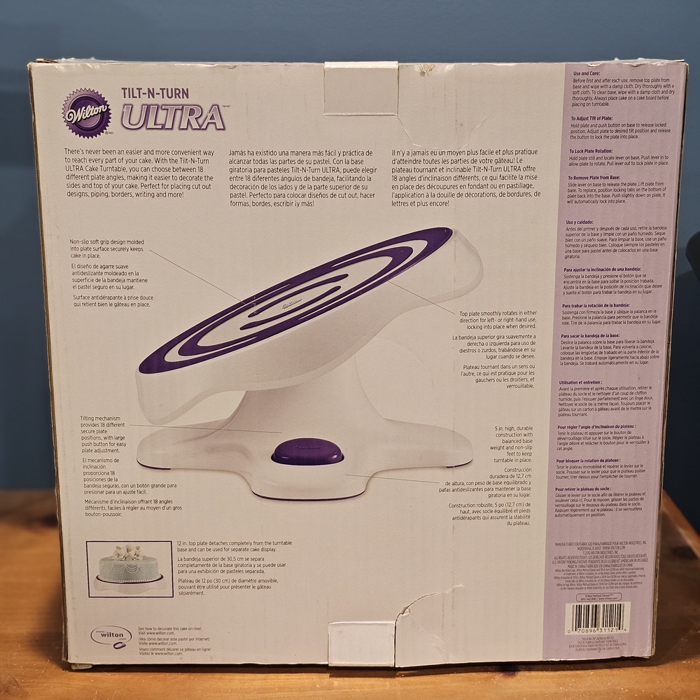 Wilton Tilt-N-Turn Ultra Cake Stand in White and Purple